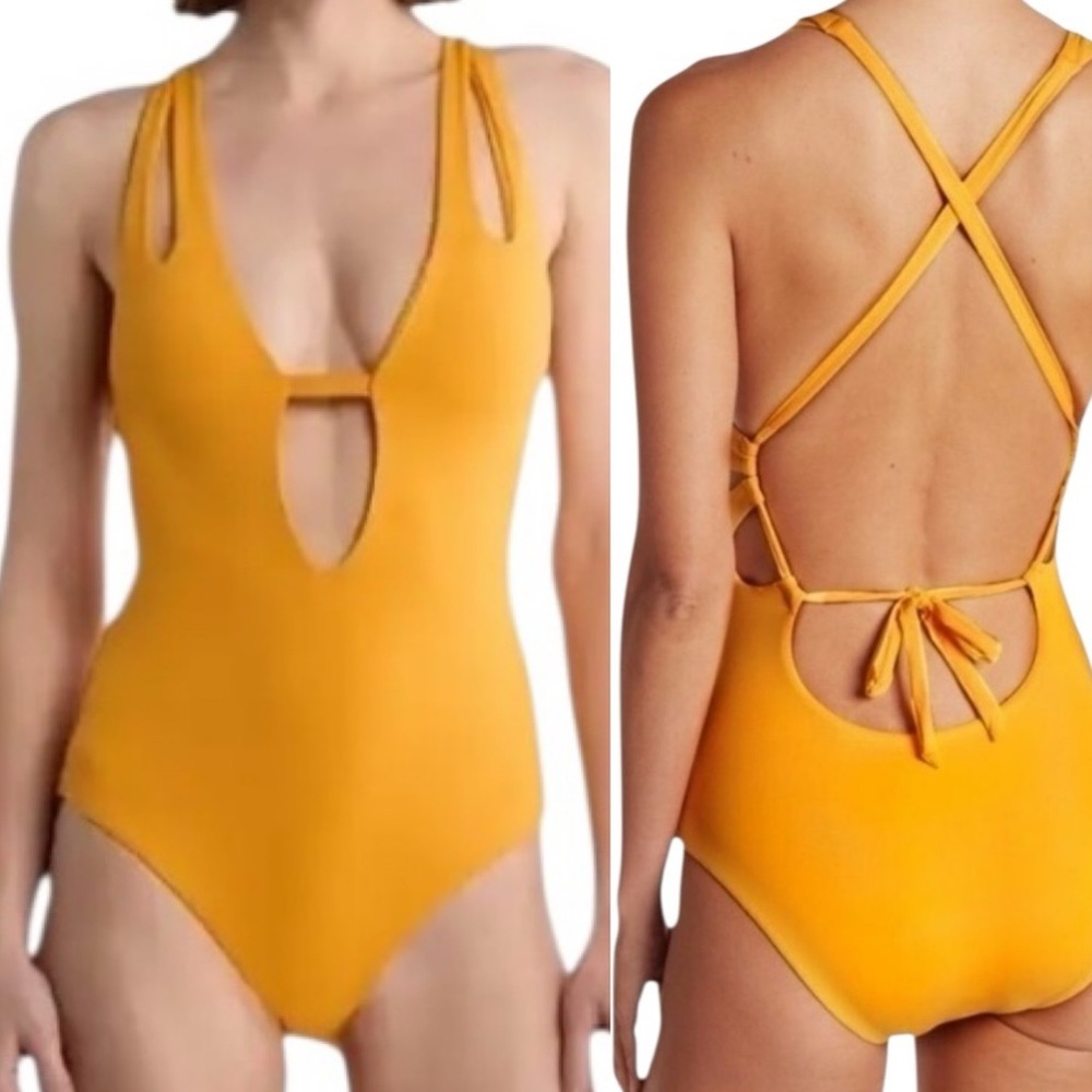 BECCA Split Strap Keyhole One Piece Swimsuit!